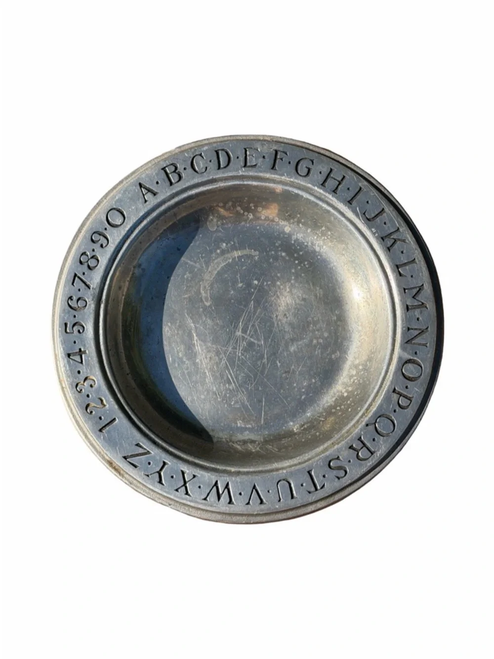 Vintage WILTON ARMETALE RWP Child’s Alphabet Numbers Plate Pewter Serving Dish